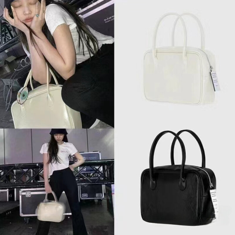 2 Size Handbags High Quality JENNIEE The Same Style Women Small Square Leather Shoulder Bag Jennie Satchel Handbag Commuter Bag