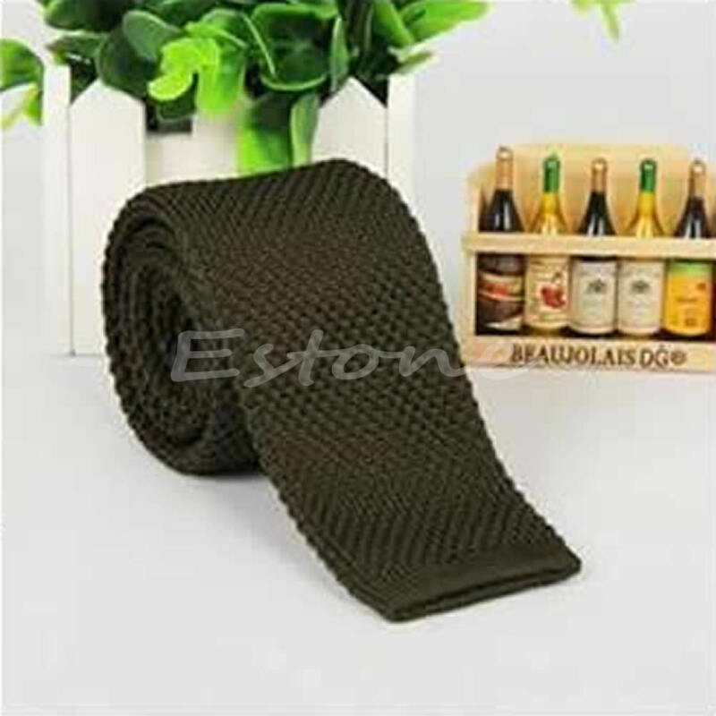 652F Fashion Mens Solid Casual Tie Knit Knitted Tie Necktie Narrow Skinny Woven