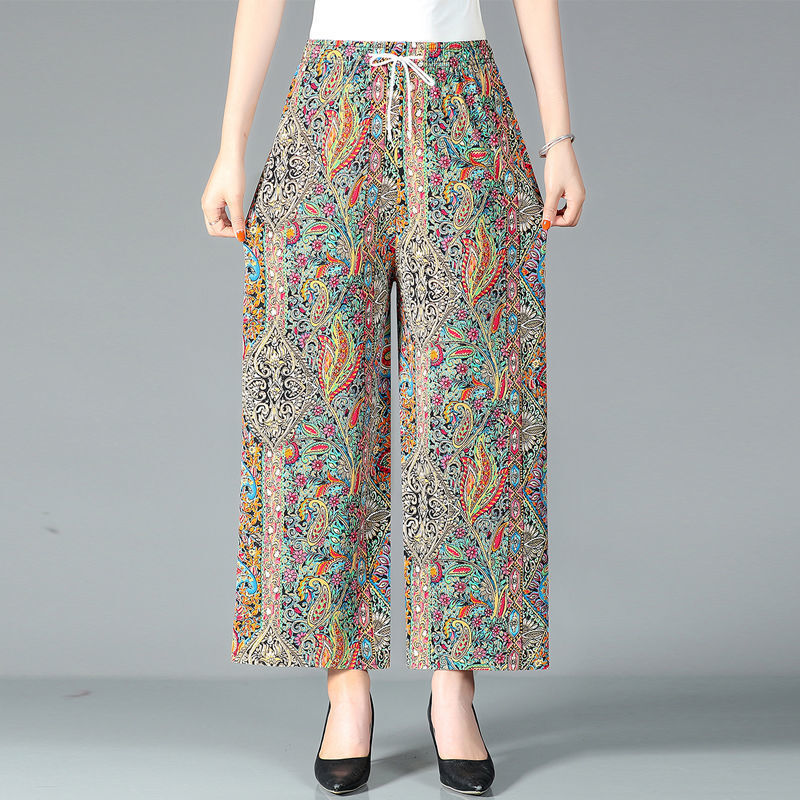 Pantalon Droit à Taille artificiel astique pour Femme, Vêtement Vintage, Confortable, Jambes Larges, Été 2024