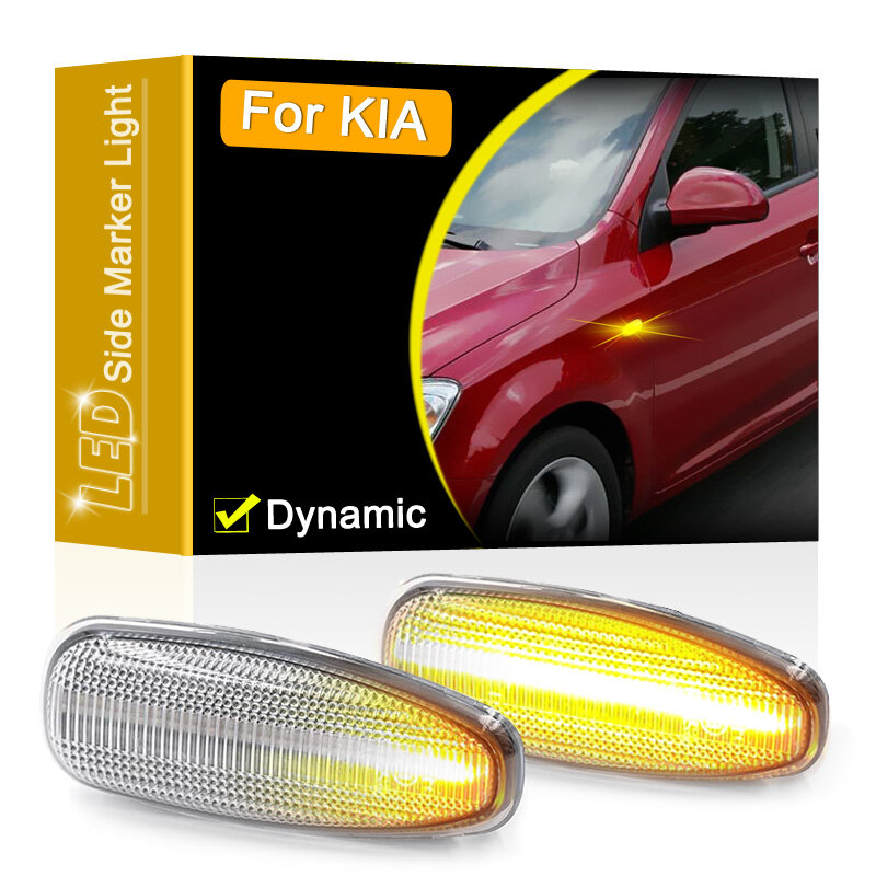Luz intermitente secuencial para Kia Cee 'd Hatchback/Estate Rio, montaje de lámpara de marcador lateral LED dinámico de lente transparente de 12V