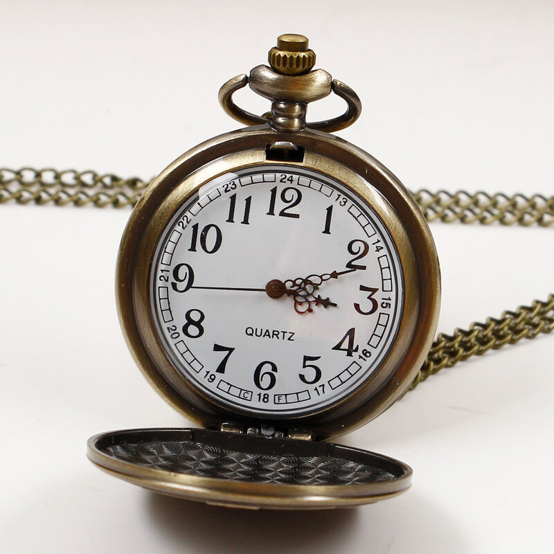 Collar de reloj de bolsillo de cuarzo militar Vintage con colgante de diseño de edad, cadena de reloj FOB, regalo