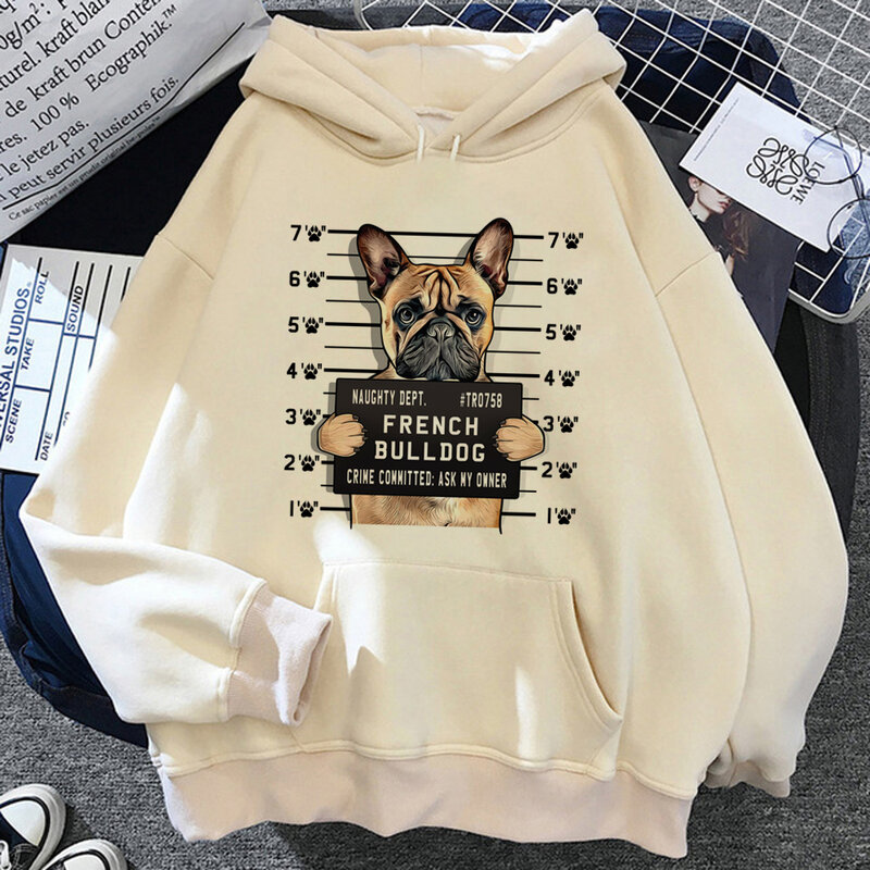 Hoodies Bulldog Francês para Mulheres, Streetwear Anime, Capuz Japonês Puxa