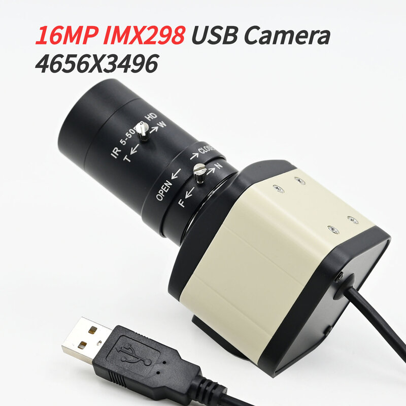 Gxivision 16mp High-Definition Usb Driver Gratis Plug En Play Imx298 4656X3496 Machine Vision 5-50Mm/2.8-12Mm Cs Lens Camera