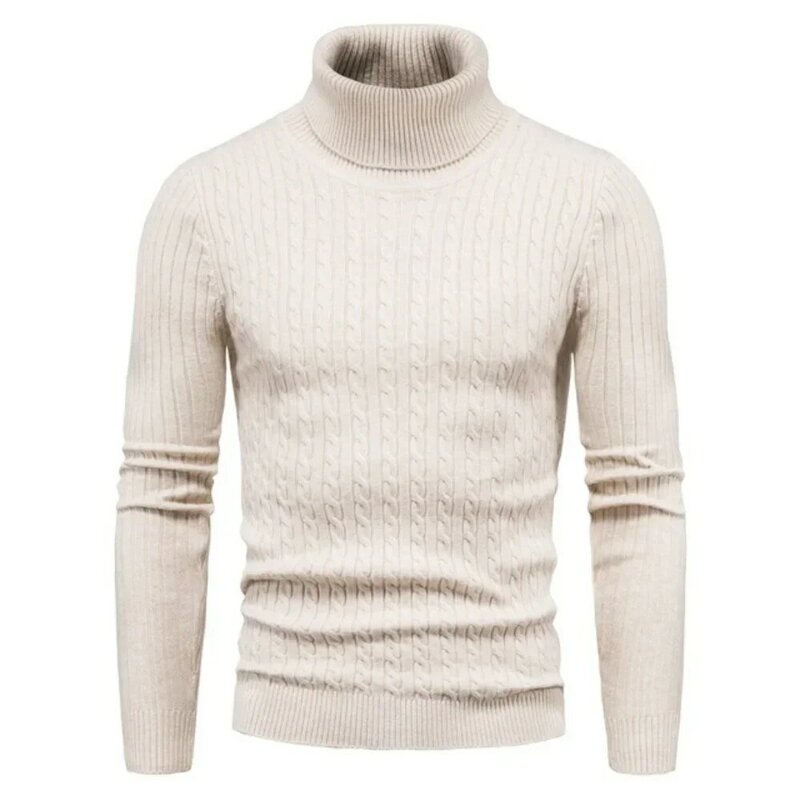 Autunno inverno dolcevita Pullover caldo tinta unita maglione da uomo Slim Pullover uomo maglione lavorato a maglia camicia fondo
