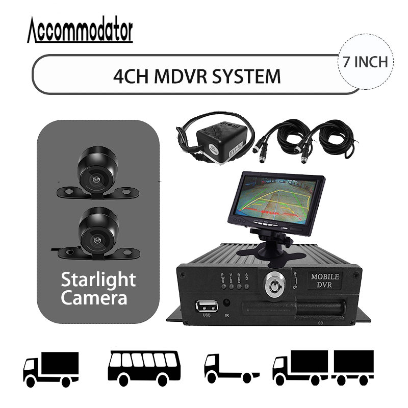 ชุด mdvr ระบบเฝ้าระวัง4ch GPS Recorder1080P วิดีโอติดรถยนต์ mdvr สำหรับรถบรรทุกรถบัสรถแท็กซี่