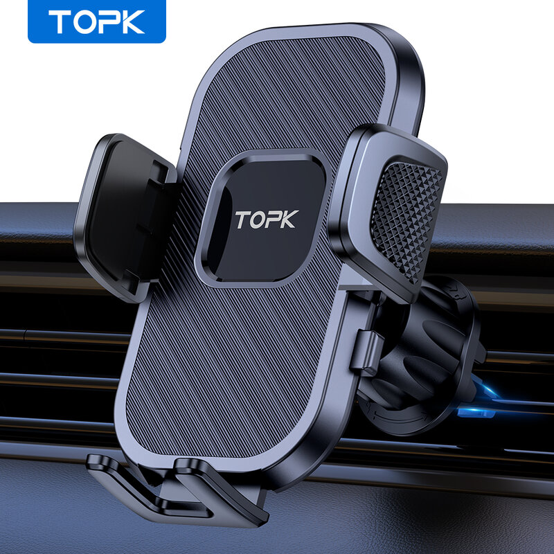 Topk-تنفيس الهواء سيارة الهاتف جبل ، الأيدي الحرة الهاتف الخليوي ، المشبك السيارات ، مهد لجميع الهواتف ، حالات كبيرة ، حالات سميكة