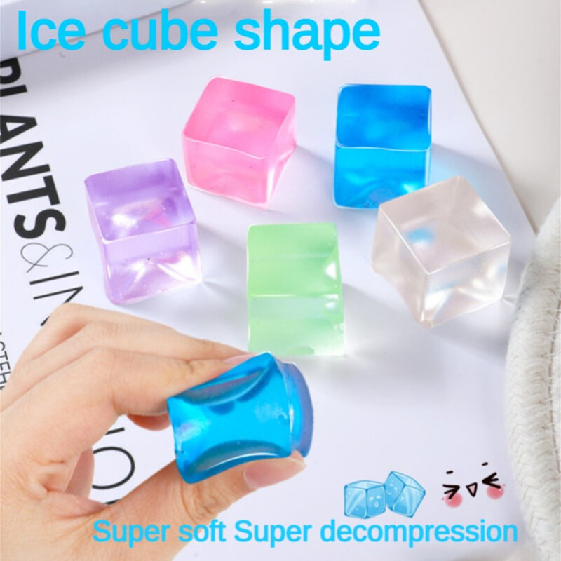 Colorful Creative Ice Block Squeeze Toy High Resilience Pinch Squishy Anti-stress Ball Decompression Gifts Stress Relief Toys