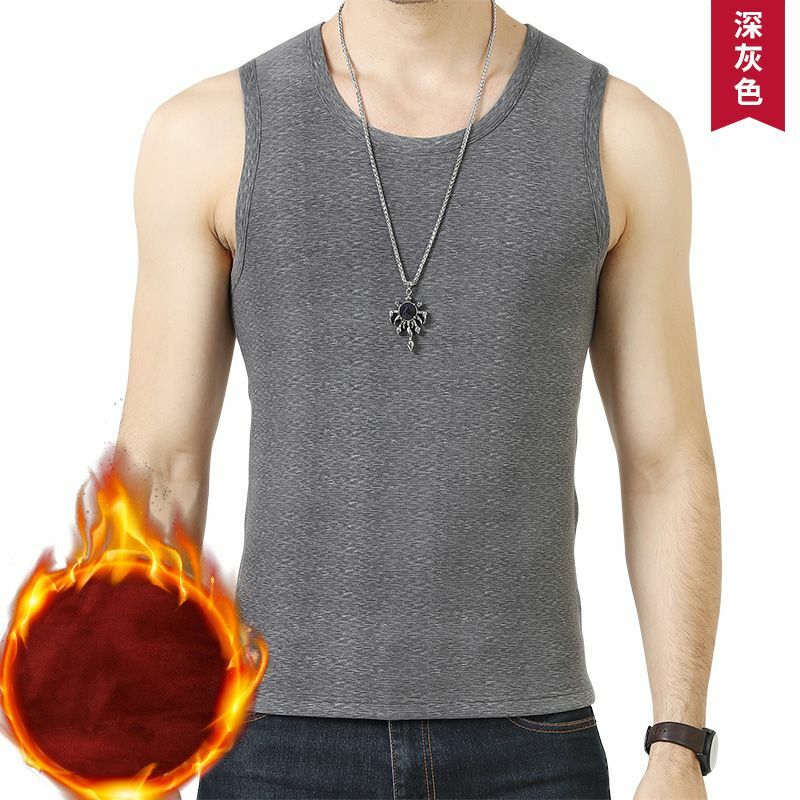 2023 Men Fleece Lined Tank Top Warm Thermal Base Layer Underwear Shirt Thermal Clothing Male Breathable Base Underwear C54