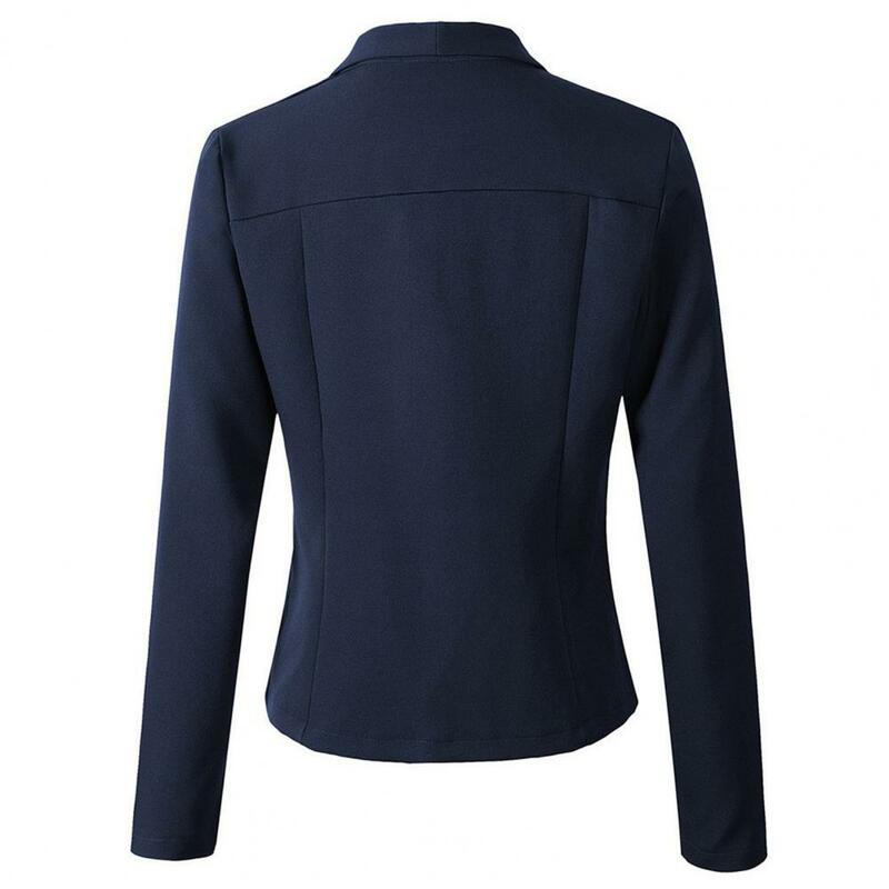 Basic Stylish Women's Slim Fit Suit Coat for Business Office Lapel Cardigan Long Sleeve Solid Color for Spring Autumn Ladies