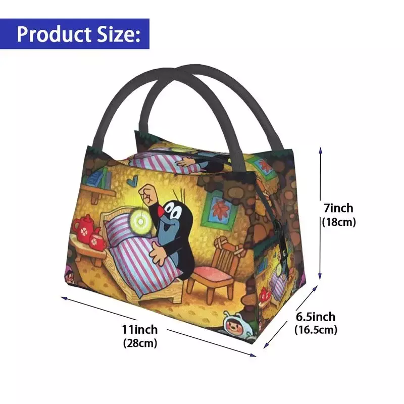 Kawaii Mole Lunch Bag for Women Portable Krtek Little Maulwurf Cooler Thermal Insulated Bento Box Picnic Travel Food Tote Bags