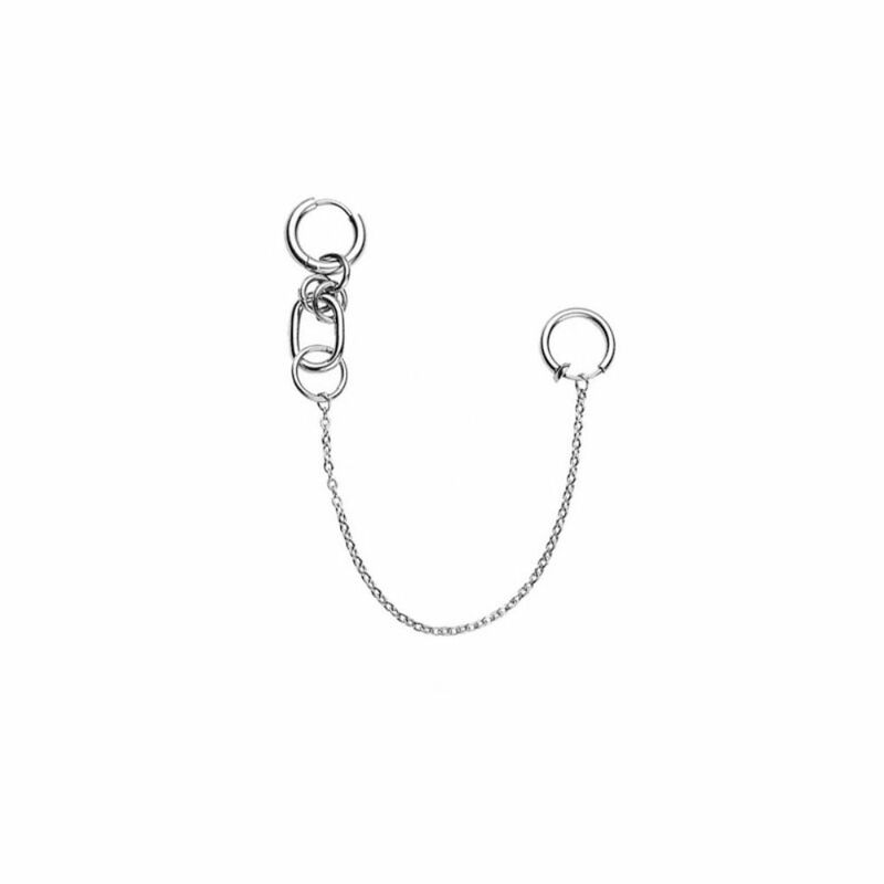 Поддельные серьги для женщин, крутые металлические длинные цепочки, серьги-кольца для пирсинга губ