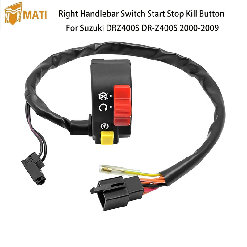 MATI Right Handlebar Switch Start Stop Kill Button for Suzuki DRZ400S DR-Z400S 2000-2009 37200-13E30 37200-13E31
