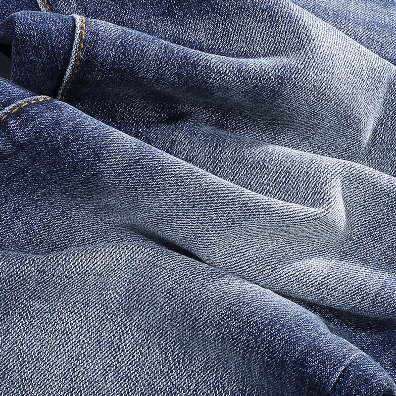 Fashionable men's stretch jeans, high-quality retro washed blue slim fit jeans, men's casual designer jeans, Hombre