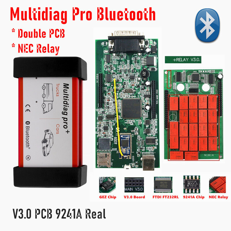 New V2021.11 Keygen Car Truck Diagnostic Tool Best Single PCB Board TCS Multidiag PRO+ Bluetooth 4.0 NEC Relay 5V OBDII Scanner