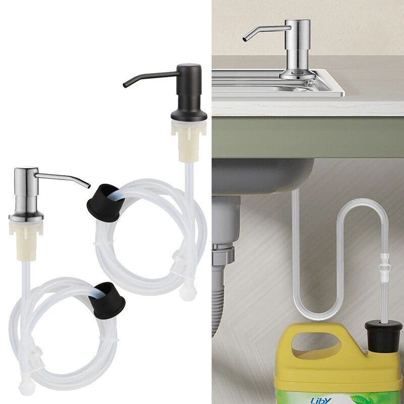 304 Aço Inoxidável Cozinha Sink Soap Dispenser Extensão Tubo Prato Sabão Imprensa Bomba Cabeça Saída Extender Cabeça 350/500ML