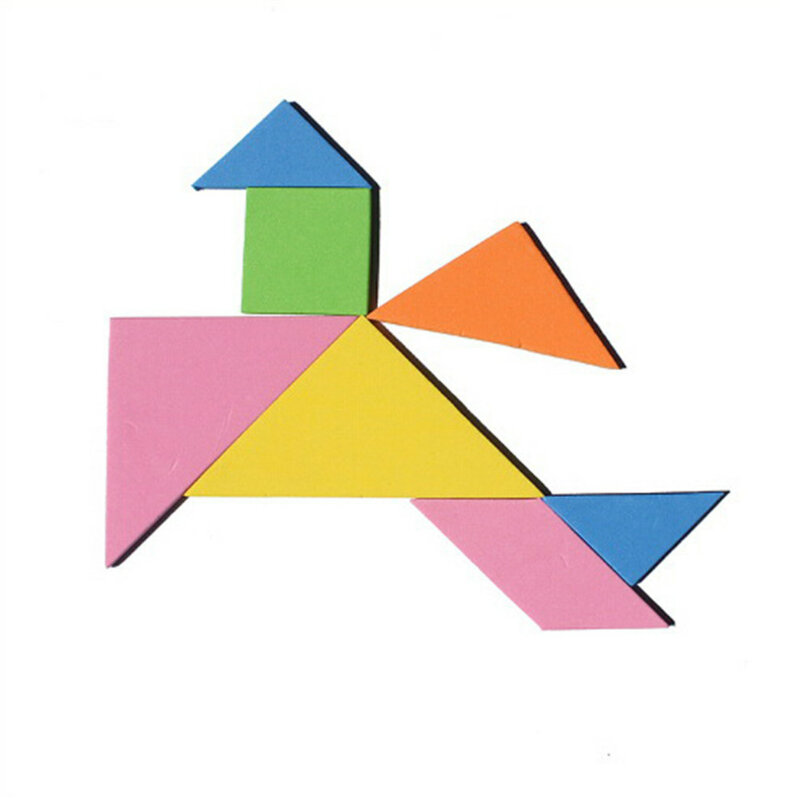 Eva espuma tangram para crianças, brinquedo educativo, cor do arco-íris, 7 peças