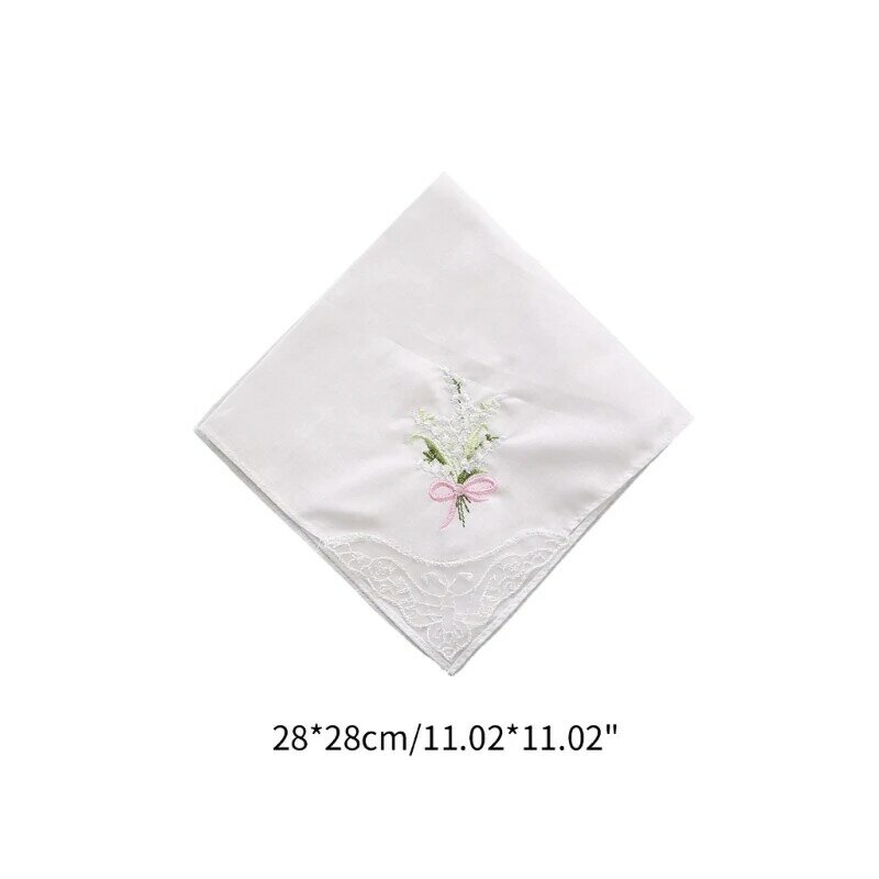 Хлопковые женские носовые платки в винтажном цветочном стиле с кружевной окантовкой, носовой платок для свадебной вечеринки