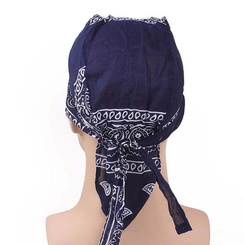 Outdoor Cycling Hat Pirate Hat Pure Cotton Printed Square Scarf Hat Headband Rag Durag Cap Beanie Wrap Hip hop Headscarf Hat