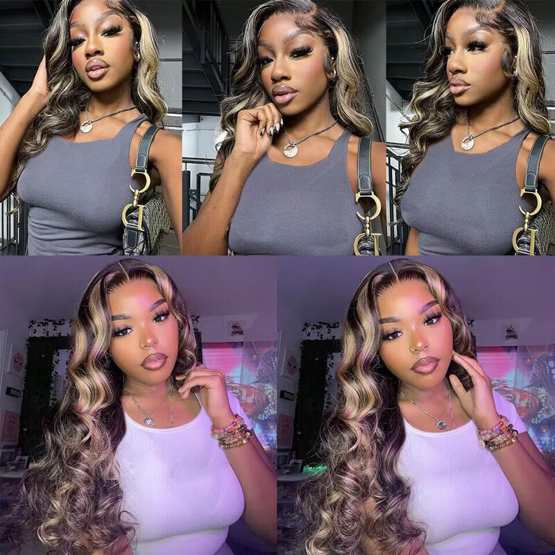 Blonde Highlight Wig Human Hair 13X4 13x6 Body Wave Lace Frontal Human Hair Wigs Glueless Preplucked Human Wigs Ready to Go