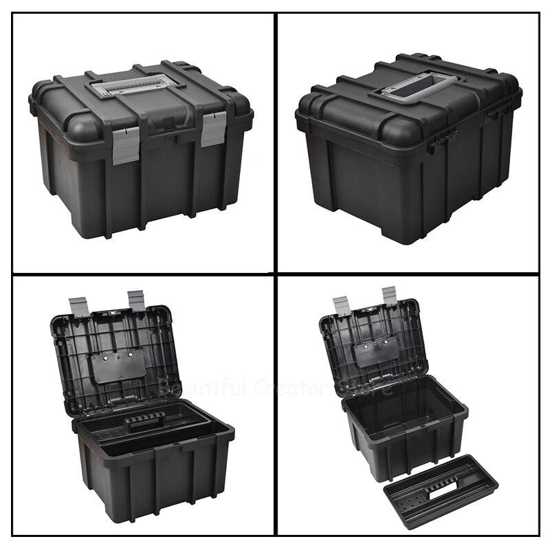 Grande caixa de ferramentas impermeável, Shockproof Hard Case, caixa vazia, Camadas duplas Organizador, caixa de ferramentas eletricista