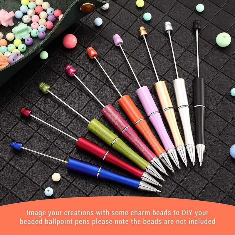Plastic Beadable Pen Bead Pens Ballpoint Pen Ball Pen For Kids Students Presents Office School Supplies, 20Pcs