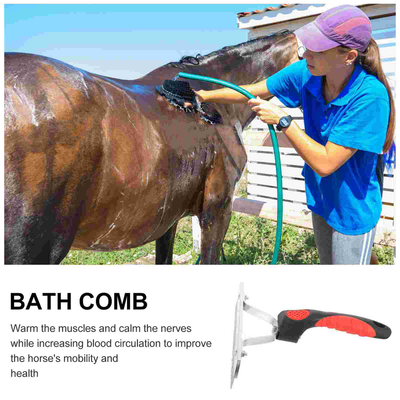 Cleaning Brush Horse Sweat Scraper Horsehair Fur Rake Hairbrush Durable Metal Grooming Comb Horseshoes