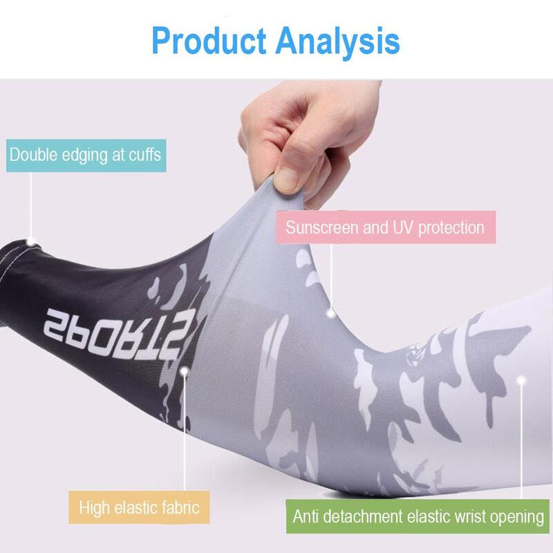 1pair Ice Silk Sleeves Cycling Arm Sleeves Ice Fabric Anti-UV Sunscreen Running Cycling Sleeve Outdoor Sport Sleeve