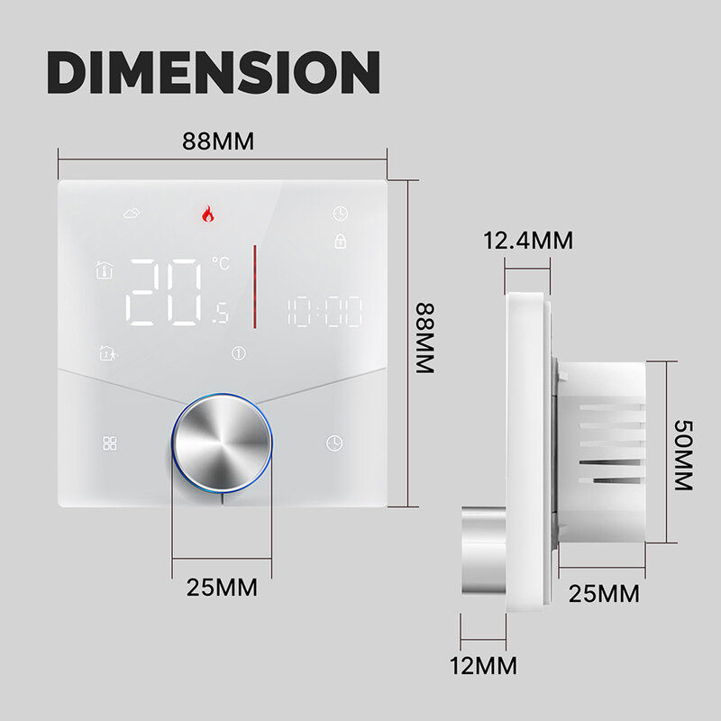 Smart Digital Display Termostato com botão, Controlador de aquecimento de piso multifuncional