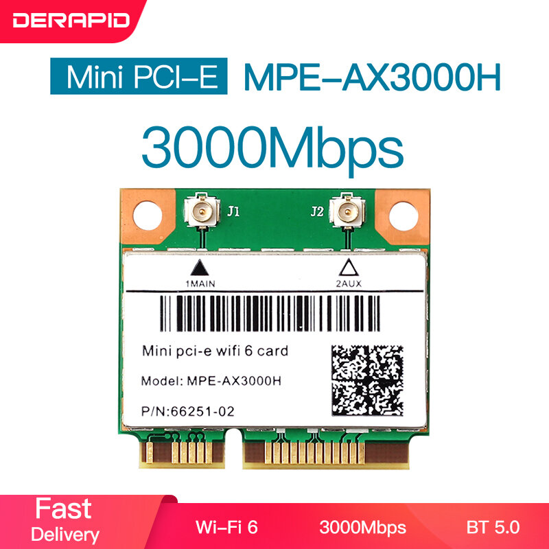 3000Mbps Wifi 6 Draadloze Adapter Mini Pci-E Kaart Bluetooth 5.0 Notebook Wlan Wifi Kaart 802.11ax/Ac 2.4G/5Ghz MU-MIMO Windows 10