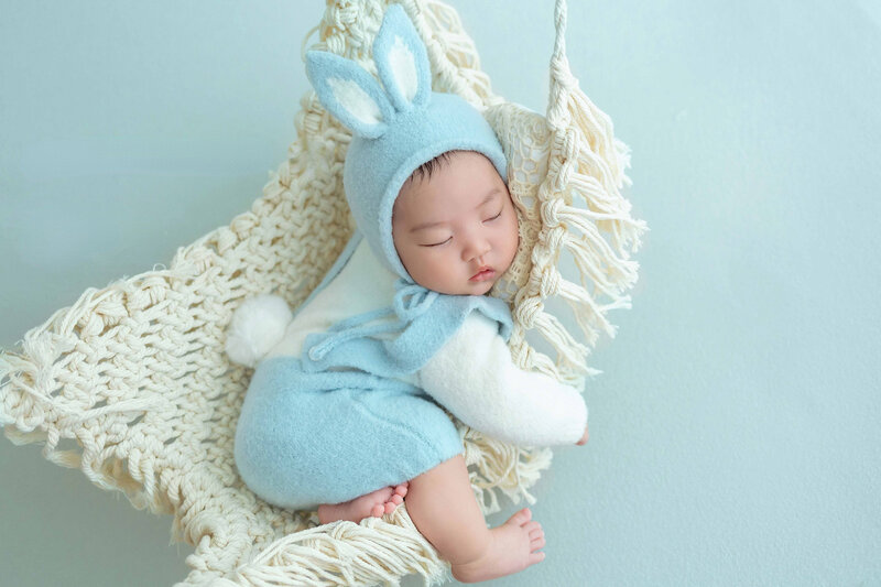 Alat Peraga Fotografi Bayi Baru Lahir Pakaian Kelinci Tempat Tidur Gantung Rajut Tempat Tidur Gantung Fotografia Alat Peraga Pemotretan Studio