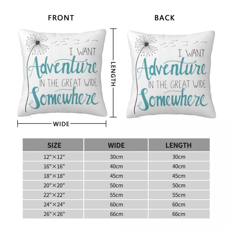 I Want Adventure Belle Lyrics Square Pillowcase Polyester Linen Velvet Pattern Zip Decor Throw Pillow Case Room Cushion Case