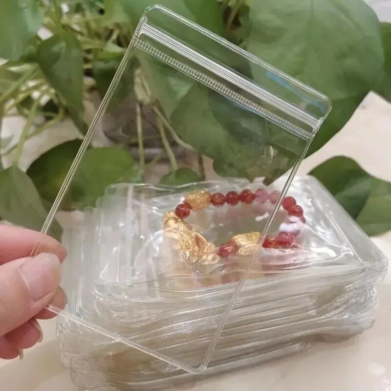 10/100 stücke verdicken PVC-Schmuck-Paket Taschen transparente Anti-Oxidation Organizer Display Verpackung Lagerung selbst dichtende Beutel