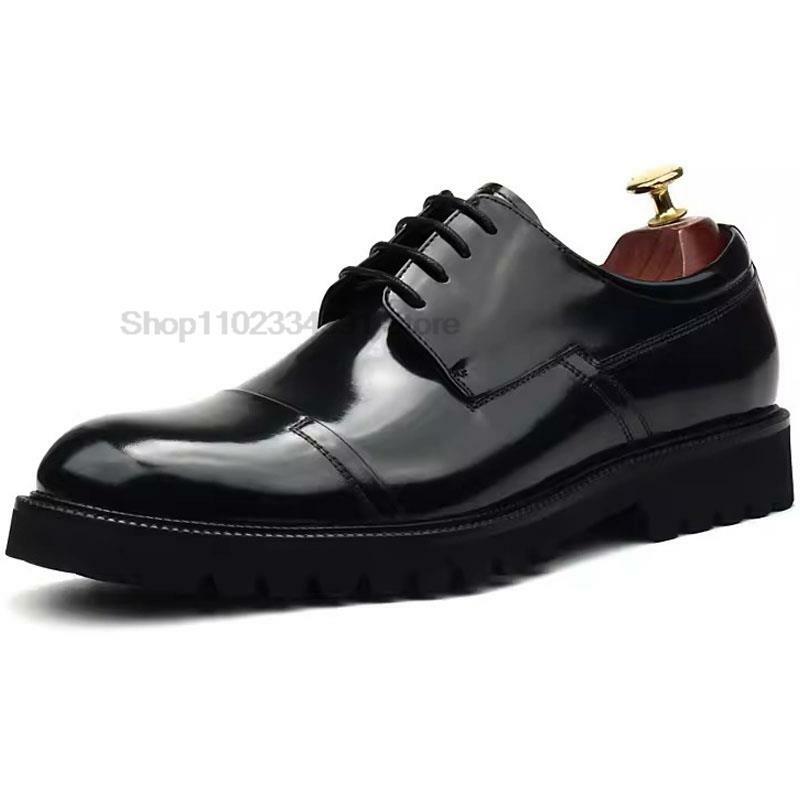 Brogue Men's Oxfords Genuine Leather Wedding Party Office Formal Oxford Shoes Handmade Lace Up Dress Shoes For Men High Quality