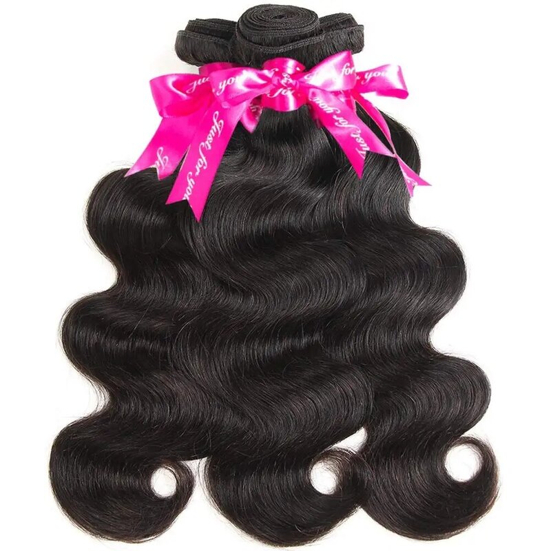 Extensões brasileiras do cabelo da onda do corpo do Virgin, cabelo humano não processado, pacotes ondulados frouxo, preto natural