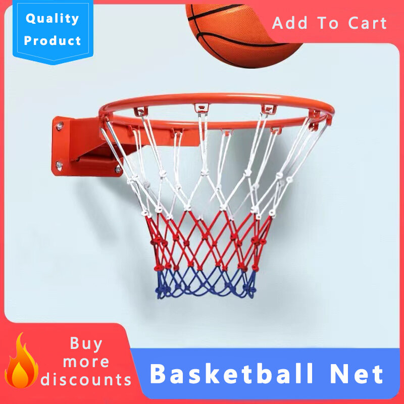 Red de baloncesto estándar, Red de aro de baloncesto tricolor rojo, blanco y azul, Red de aro de baloncesto accionado