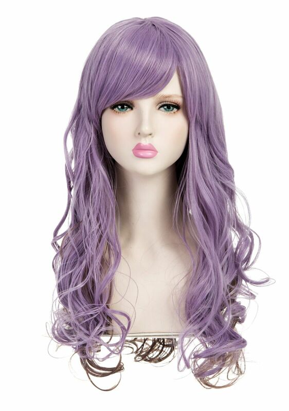 OneDor Full Head Long Curly Wave Stunning Charming Curly Costume Wig (Purple)
