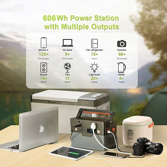 Portable Power Station 500W ( Peak 1000W ) Solar Generator MPPT 606Wh 164000mAh Backup Battery with 2 AC Outlets Emergency Power