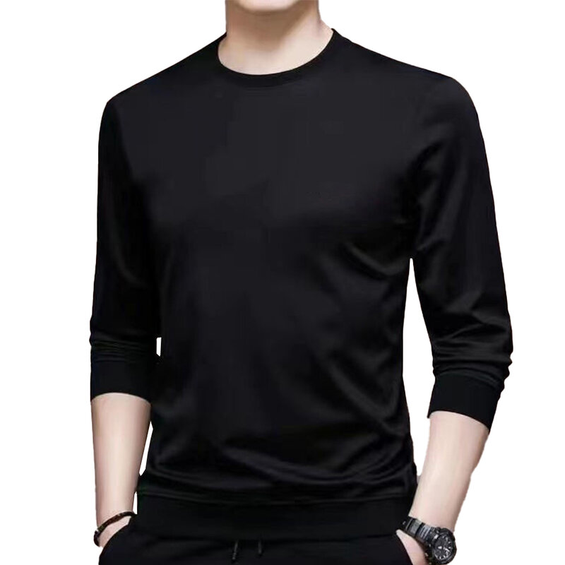Camiseta de manga comprida masculina, blusa de camiseta, roupa ativa muscular, blusa casual, slim fit, clássica, branca, tamanho L, 3XL