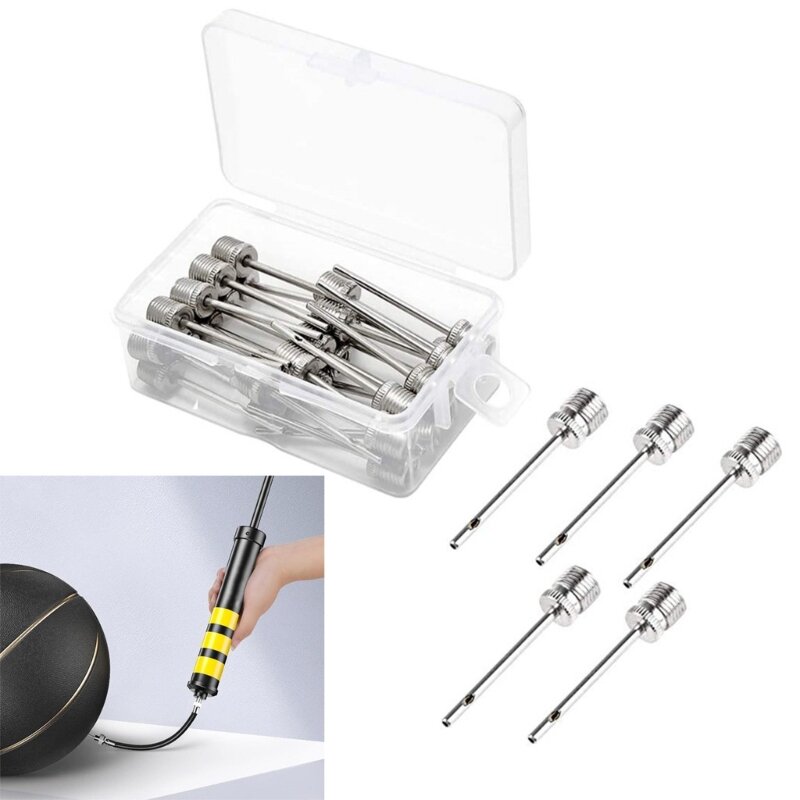 30 Pcs Airs Needle Stainless Steel Ball Needle Air Inflation Needle Replacement Air Inflating Pin with Box 57QC