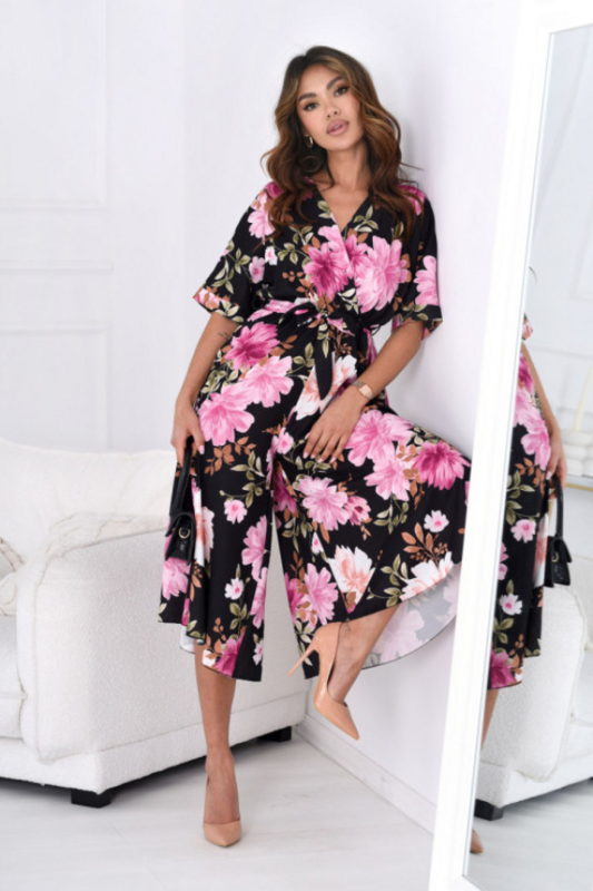 Women's New Sexy and Fashionable Vacation Style Casual Commuting Countryside Style Versatile Colorful Printed Jumpsuit
