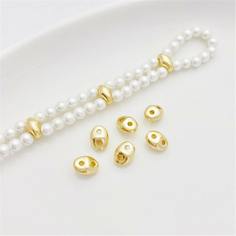 14K Gold Wrapped Pig Nose Double Hole Spacer Handmade DIY Bracelet Necklace Jewelry Material Closing Connection Buckle Accessori