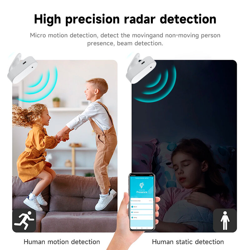 Tuya Zigbee-Detector de presencia humana, Sensor PIR inteligente de cuerpo humano, sensores de movimiento 24, compatible con asistente de casa