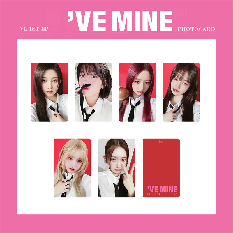 6PC KPOP IVE Album-1st EP i MINE Special Card LOMO Card Wonyoung Glasses Round iz Rei Leeseo Yuji Photo Card cartolina