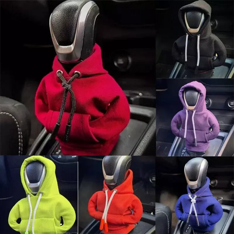 Fashion Hoodie Car Cute Cartoon Gear Shift Knob Cover Gearshift Handle Gear Lever Decorative Hoodie Cover Auto Interior Accessor