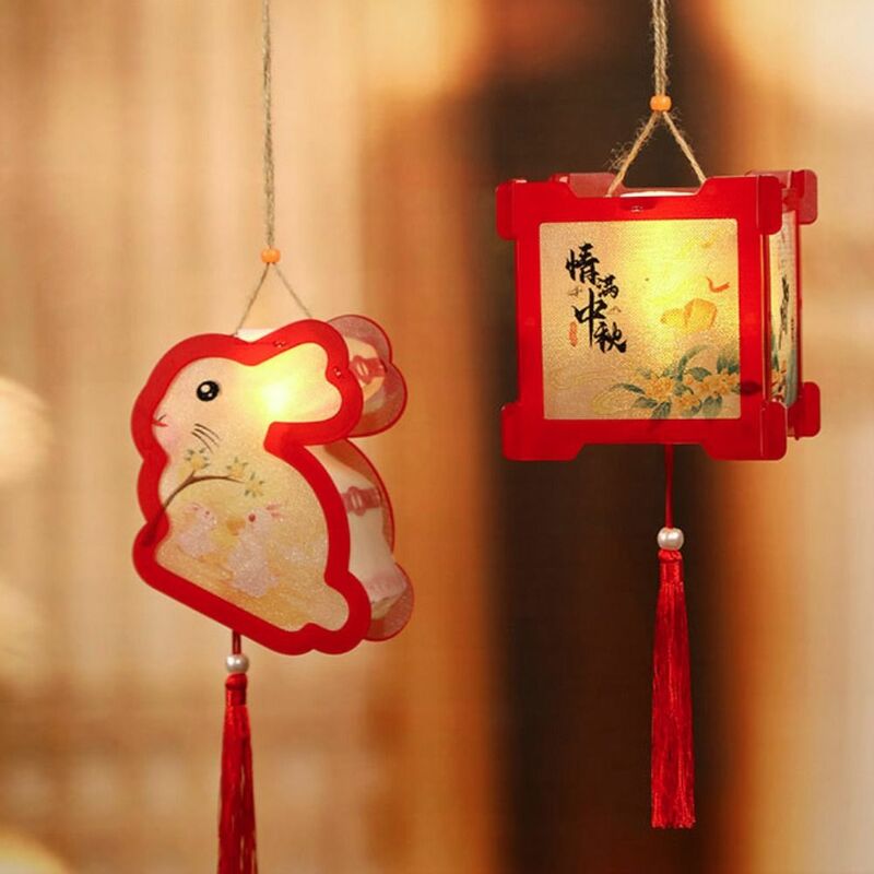 Linterna luminosa de plástico electrónica portátil, estilo tradicional chino, linternas brillantes, bricolaje, Festival de mano
