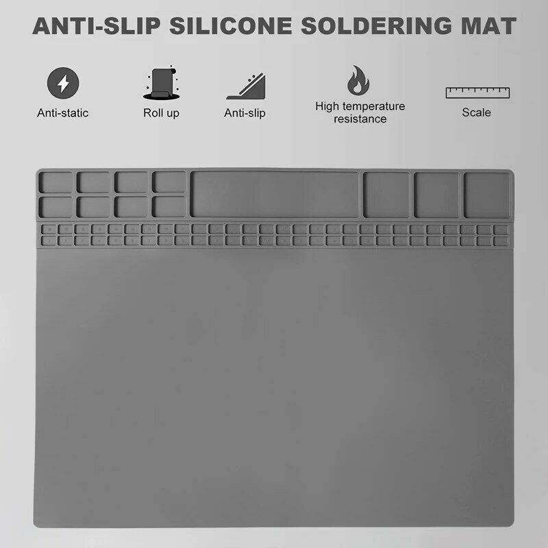Silicone Soldering Mat Electronic Repair Mat For Laptop, Watch, Cellphone - Solder Pad Heat Resistant 932 Fahrenheit