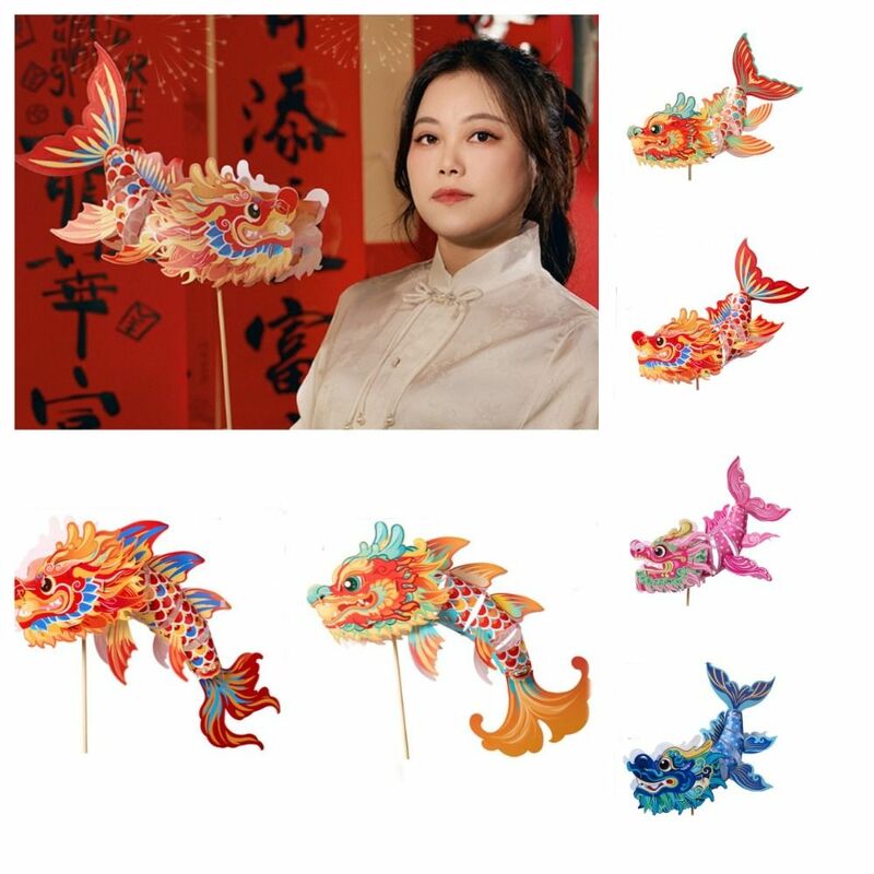 Handmade luminoso dragão lanterna, portátil, festival da primavera lanternas, ao peixe, brilhante, ano novo, DIY