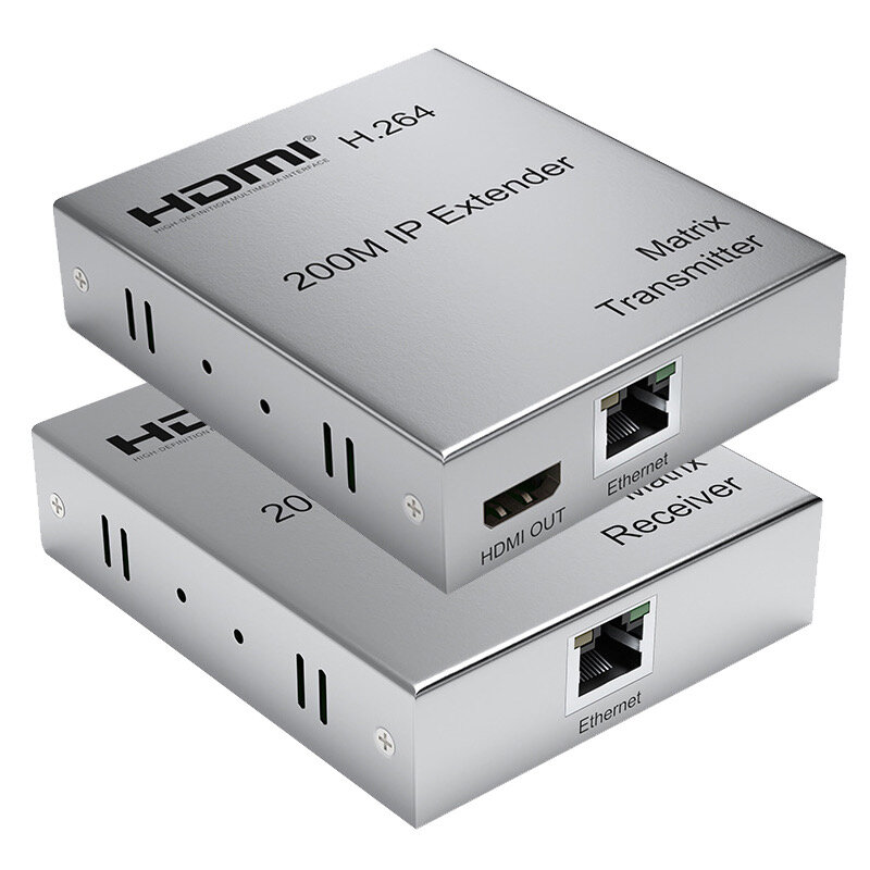 Extensor compatível com HDMI com cabo, conversor de vídeo, transmissor, receptor para PS3, PS4, PC para TV, H.264, CAT5e, CAT6, cabo RJ45, 200m, 1080p