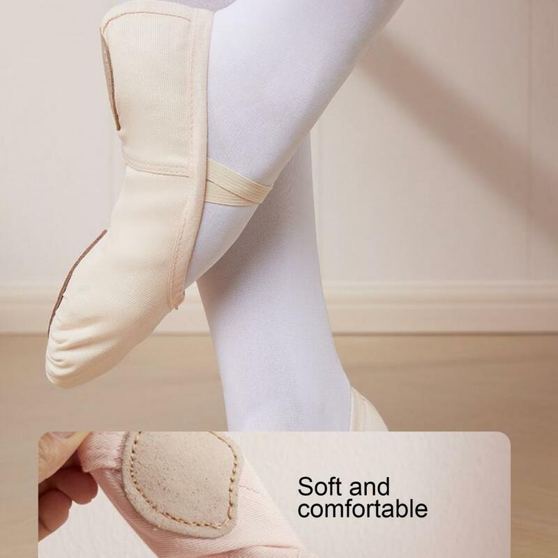 Sepatu balet wanita sol terpisah, sepatu sandal tari kanvas sol terpisah lembut elastis untuk pertunjukan, alas kaki nyaman tahan lama