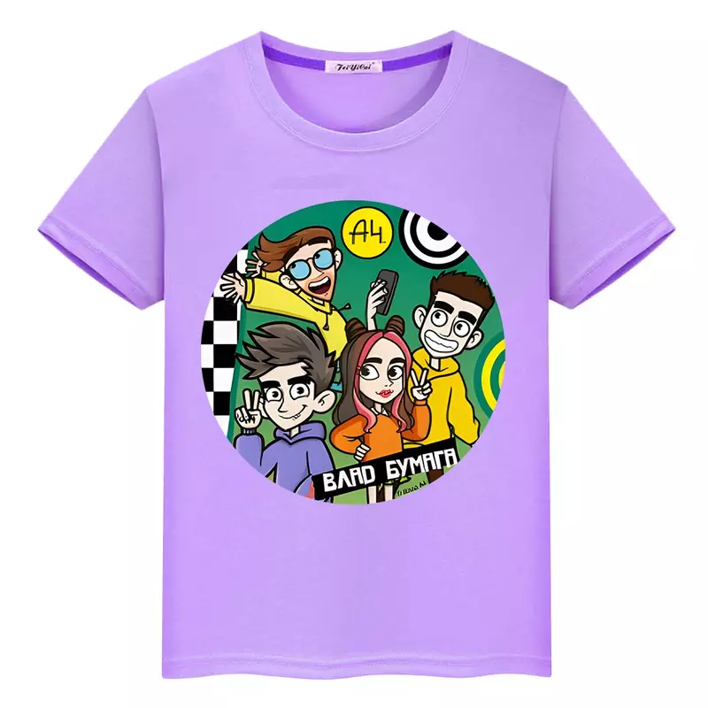 Влад А4 Бумага duma koszulka letnie chłopięce krótkie y2k jednoczęściowe koszulki anime Merch A4 jagnięce 100% bawełniane koszulki dla dzieci ubrania dla dziewczynek